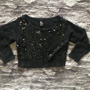 Black sequin crop cardigan